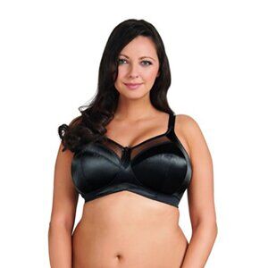 Plus Size Women's Goddess Keira Satin Wireless Bra by Goddess in Black 40H NWT